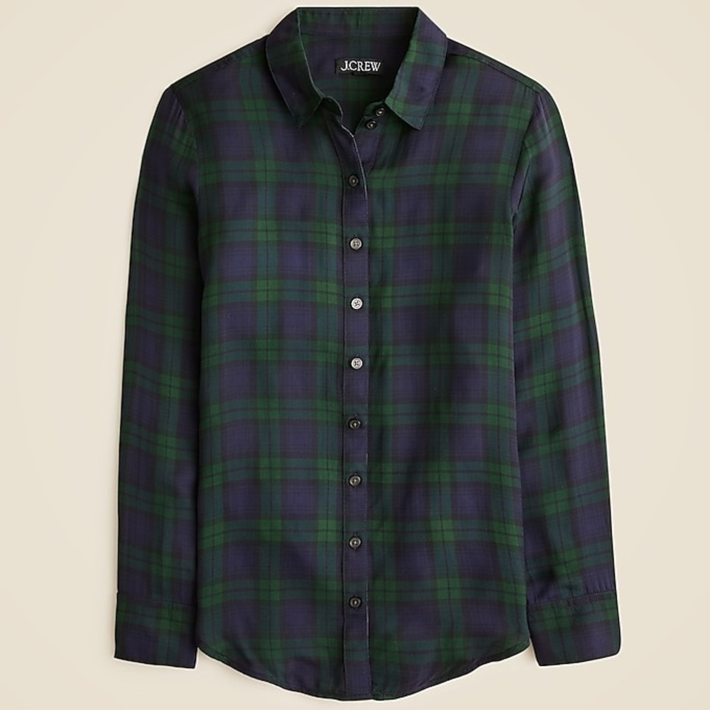 J. Crew Drapey button-up shirt in Black Watch tartan - size Large